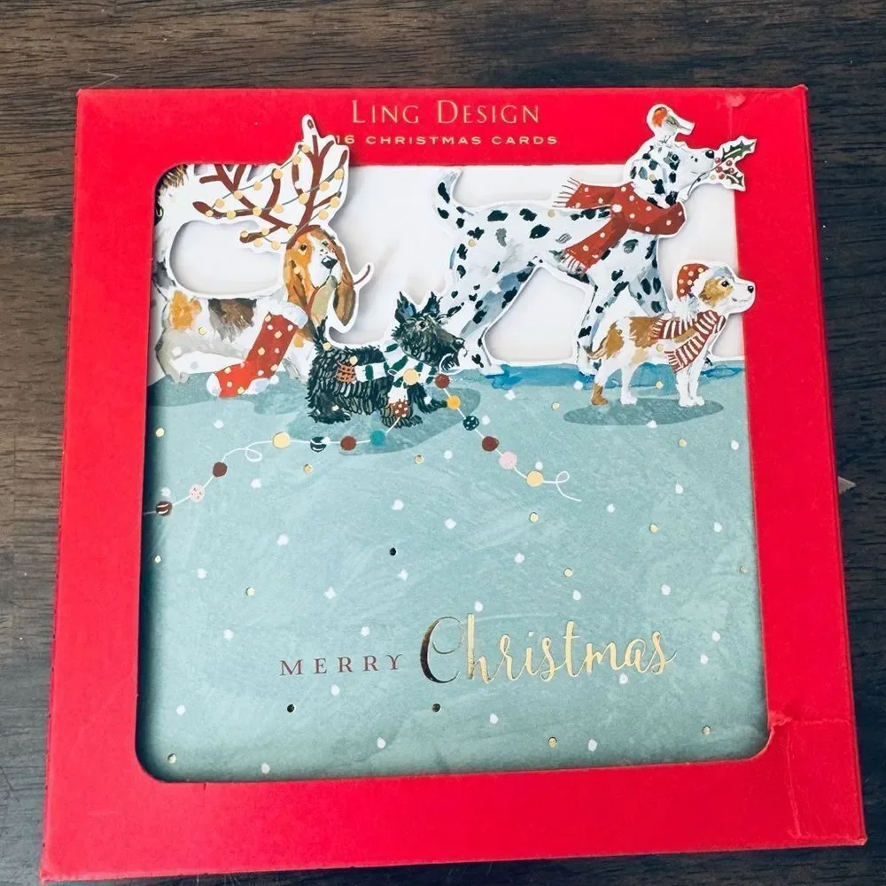 Christmas Dog Cutout Ling Designs Dogs Holiday Greeting Cards Set